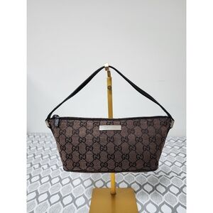 Gucci GG Monogram Boat Pochette Bag Brown